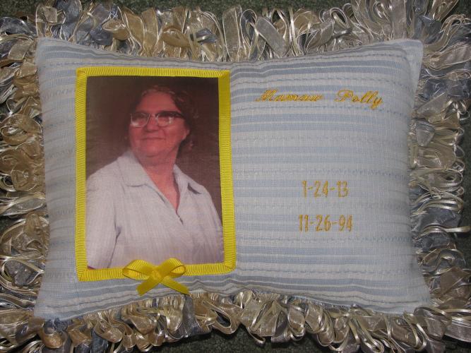 Memorial Pillow made from her dress.